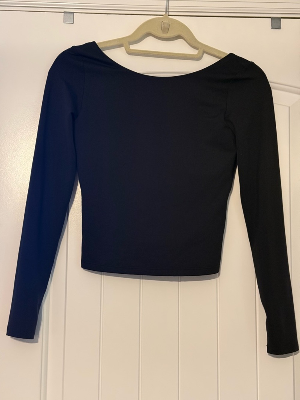 aerie Black Long Sleeve Boatneck Top